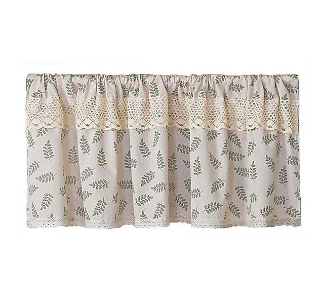 Kaket Scheibengardine Leinenpaneelvorhang, Boho-Kurzvorhang mit Blättermust günstig online kaufen