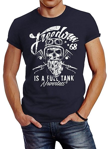 Neverless Print-Shirt Herren T-Shirt Biker Motorrad Motiv Freedom is a full günstig online kaufen