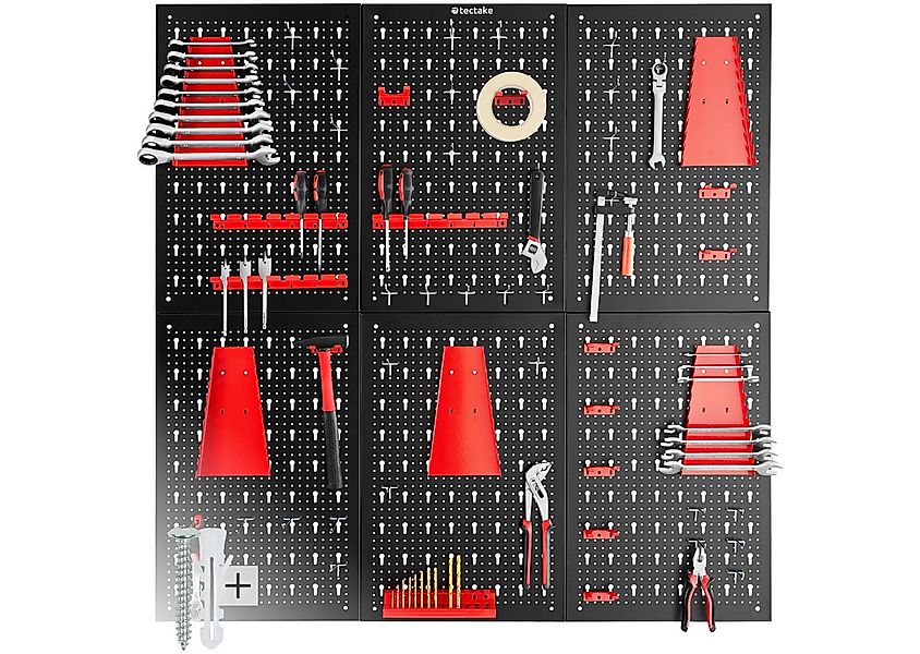 tectake Lochwand Werkzeuglochwand Jonah mit Haken und Halterungen, (6-tlg), günstig online kaufen