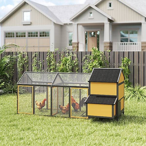 PawHut Hühnerstall Kleintierstall mit 2 Außengehege, 1 Nistkasten, 2 Rampen günstig online kaufen