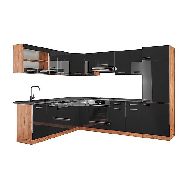 Vicco R-Line Eckküche Anthrazit Hochglanz/Goldkraft Eiche 227 x 287 cm AP A günstig online kaufen