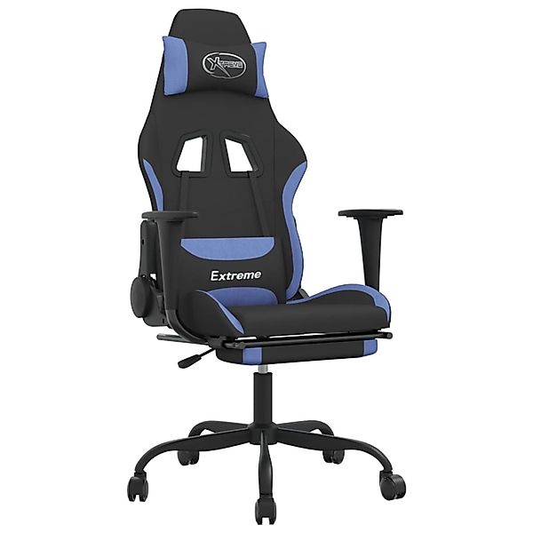 vidaXL Gaming-Stuhl mit Massage & Fußstütze Schwarz und Blau Stoff Modell 1 günstig online kaufen