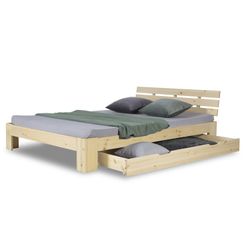 Homestyle4u Holzbett 140x200 Doppelbett Natur Holz günstig online kaufen