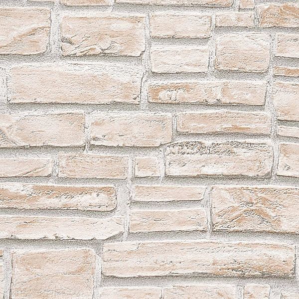 Bricoflor Steintapete in Creme Weiß für Flur und Schlafzimmer Helle Tapete günstig online kaufen