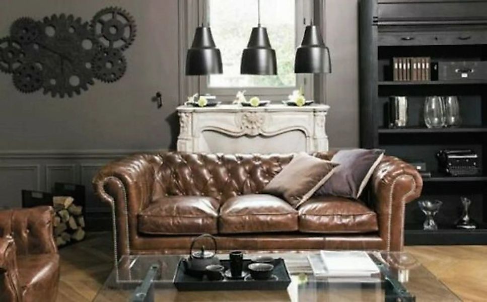 JVmoebel Sofa Design Chesterfield Sofa Couch Leder 3Sitzer, Made in Europa günstig online kaufen