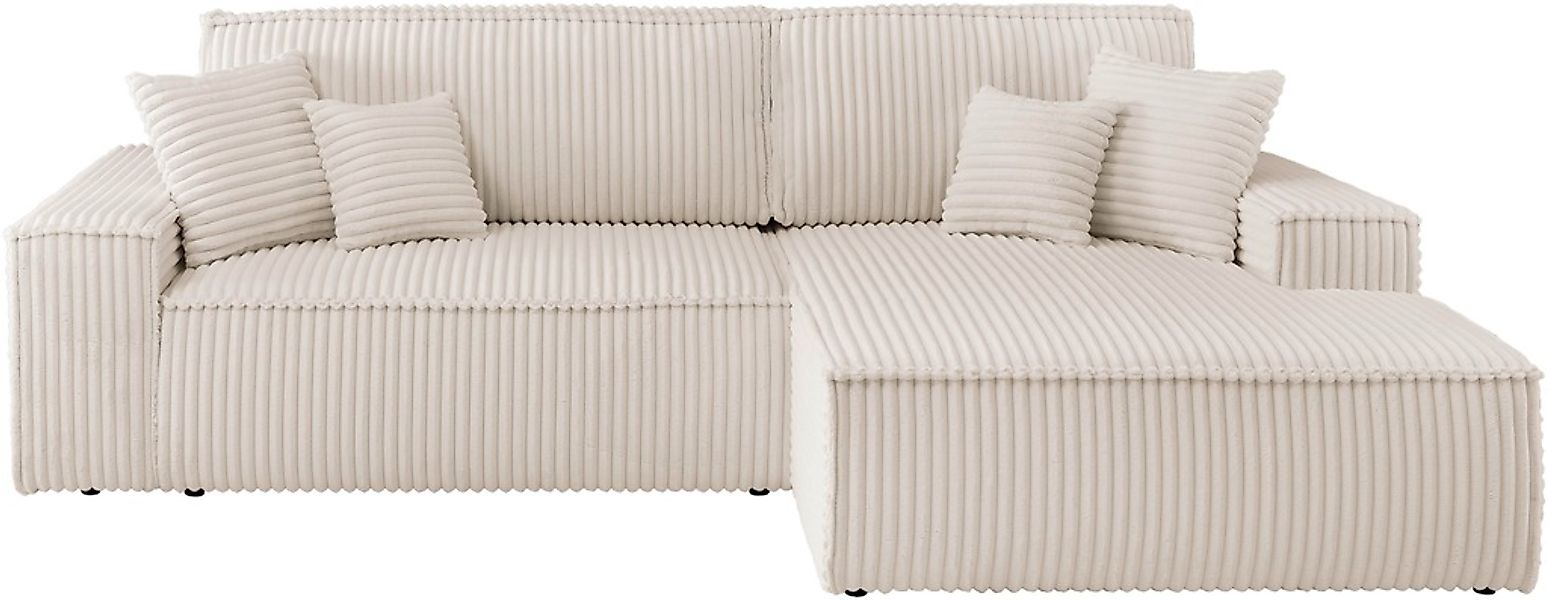 andas Ecksofa »Finnley Schlafsofa 267 cm in Bouclé, Struktur fein u. Cord, günstig online kaufen