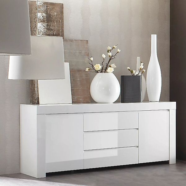 Sideboard mit 2 Türen & 3 Schubladen - Weiß lackiert - CETARA günstig online kaufen