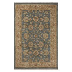 Kurzflorteppich Orient Stil mit floralem Muster Blau und Creme günstig online kaufen