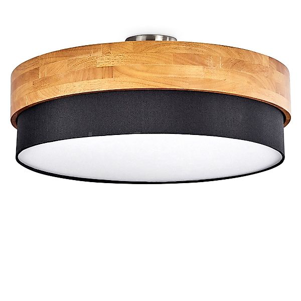 hofstein Deckenleuchte »Campitello« Deckenlampe, Metall/Holz/Stoff, Nickel- günstig online kaufen