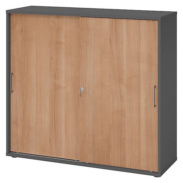 bümö Aktenschrank office Schiebetürenschrank Dekor: Graphit/Nussbaum - Grif günstig online kaufen