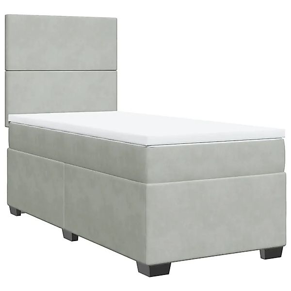 vidaXL Boxspringbett mit Matratze Hellgrau 100x200 cm Samt 3290828 günstig online kaufen