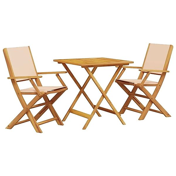vidaXL 3-tlg Bistro-Set Beige Stoff und Massivholz Modell 1 günstig online kaufen