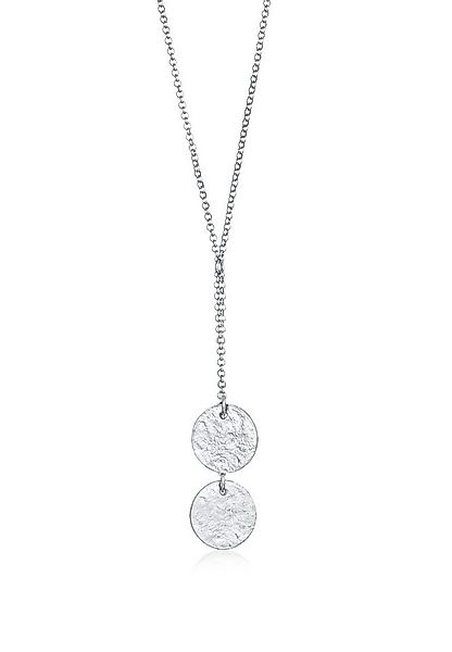 Elli Kette mit Anhänger Y-Kette Plättchen Coin Strukturiert 925 Silber, Plä günstig online kaufen