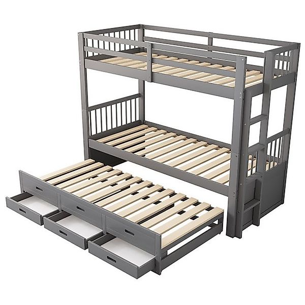Rutaqian Daybett Etagenbett 90x200cm, Kinderbett mit Leiter und 3 Schublade günstig online kaufen