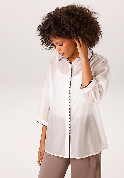 Aniston CASUAL Hemdbluse mit kontrastfarbener Häkelspitze verziert - NEUE K günstig online kaufen