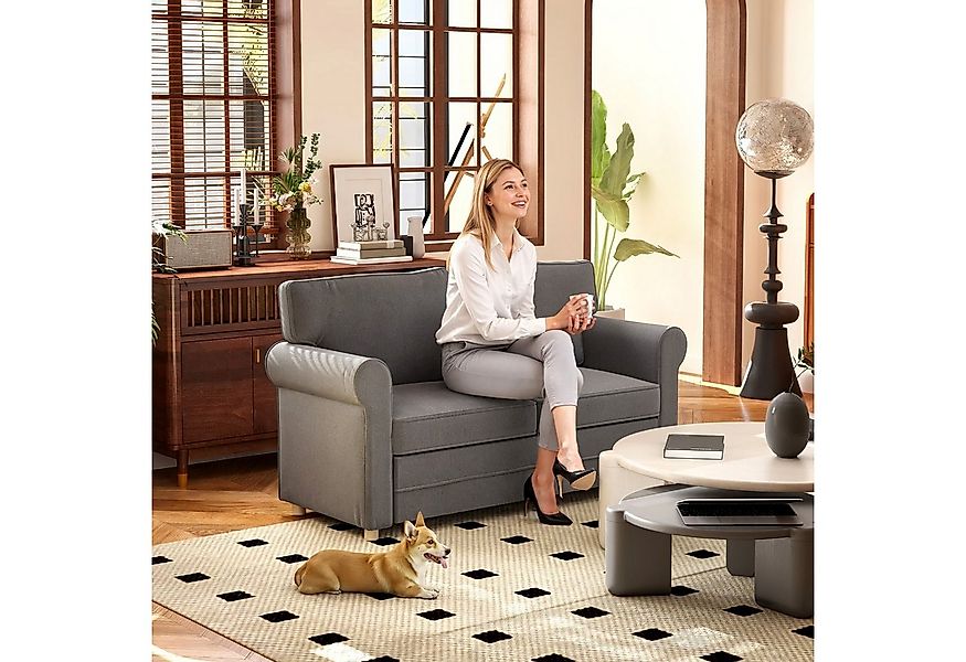 HOMCOM 2-Sitzer Sofa mit Armlehne Dick Gepolstert Doppelsofa, Couch 1 Teile günstig online kaufen