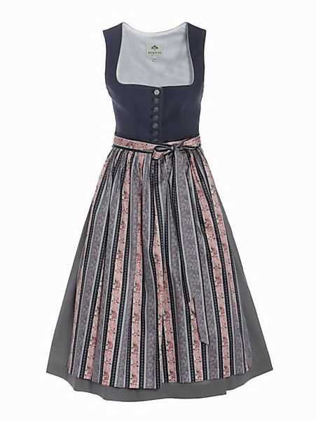 Berwin Dirndl Dirndl mit Leinen-Oberteil und Streifenschürze (Einzelstück) günstig online kaufen