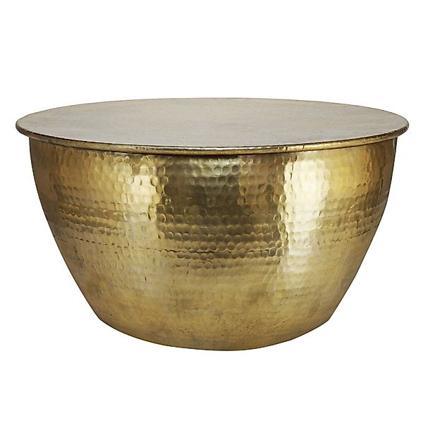 Womo-Design Couchtisch Rund 59x30,5cm Gold Drum Handgefertigt Metall günstig online kaufen