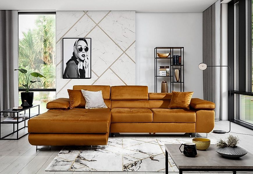 yourhouse24 Ecksofa Armando L-form Schlafsofa Wohnlandschaft Links Rechts C günstig online kaufen