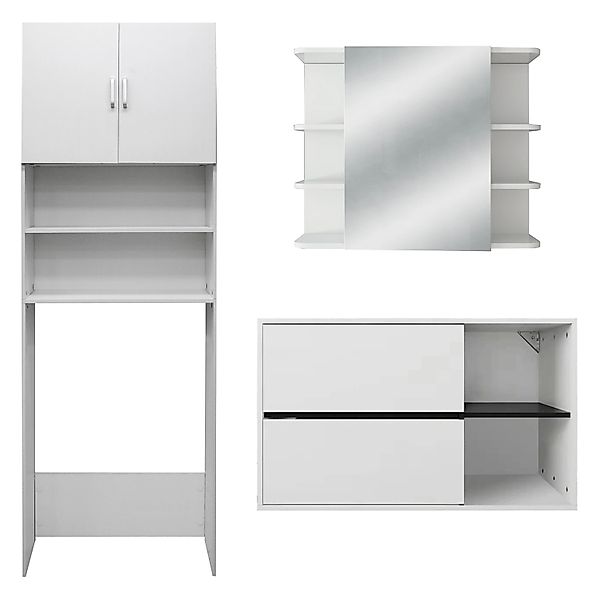 ML-Design Badmöbel-Set 3-Teilig Spiegelschrank Waschtisch mit Unterschrank günstig online kaufen