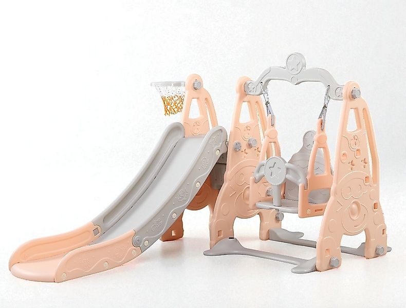 habeig Indoor-Rutsche 4-in-1 Kinder Spielturm Schaukel, Rutsche, Basketball günstig online kaufen
