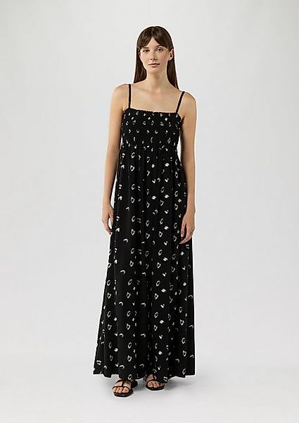 QS Maxikleid Gemustertes Viskosekleid mit Smok-Detail und verstellbaren Trä günstig online kaufen