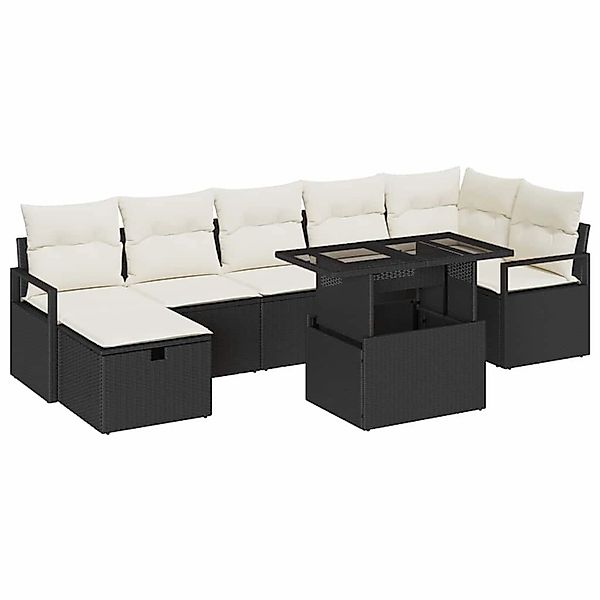 vidaXL 8-Teiliges Garten Sofa Set mit Kissen Schwarz Poly Rattan 3361136 günstig online kaufen