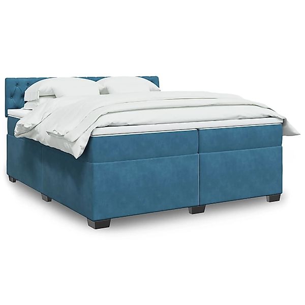vidaXL Boxspringbett mit Matratze Blau 200x200 cm Samt 3288712 günstig online kaufen