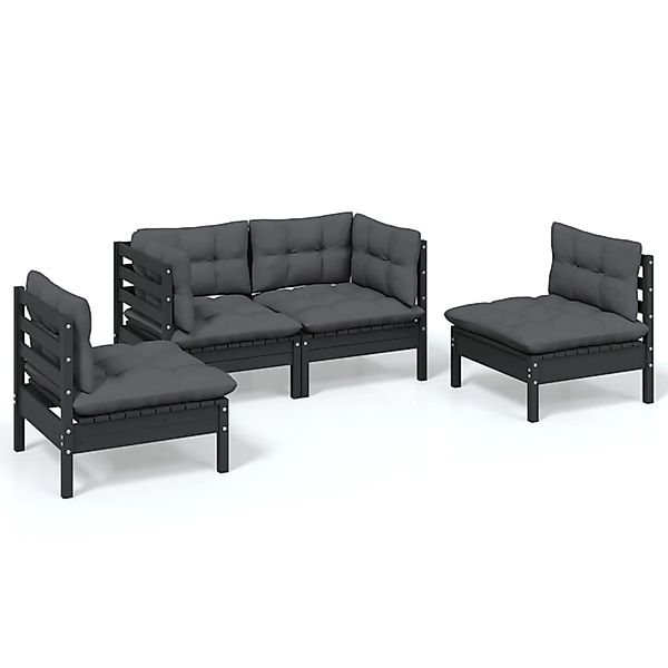 vidaXL Gartenlounge-Set 4-tlg. Garten-Lounge-Set mit Kissen günstig online kaufen