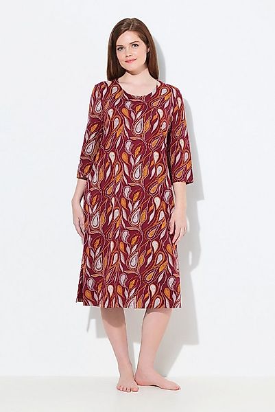 Ulla Popken Nachthemd Nachthemd Paisley Rundhals 3/4-Arm Biobaumwolle günstig online kaufen