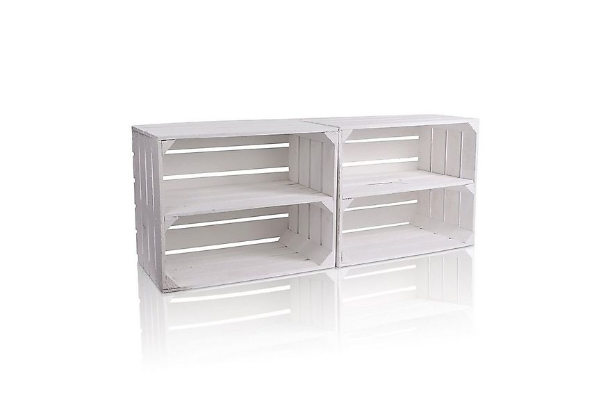 CHICCIE Holzkiste Langes Regal Weiß 50x40x30cm - Kisten Weinkiste (2 St) günstig online kaufen