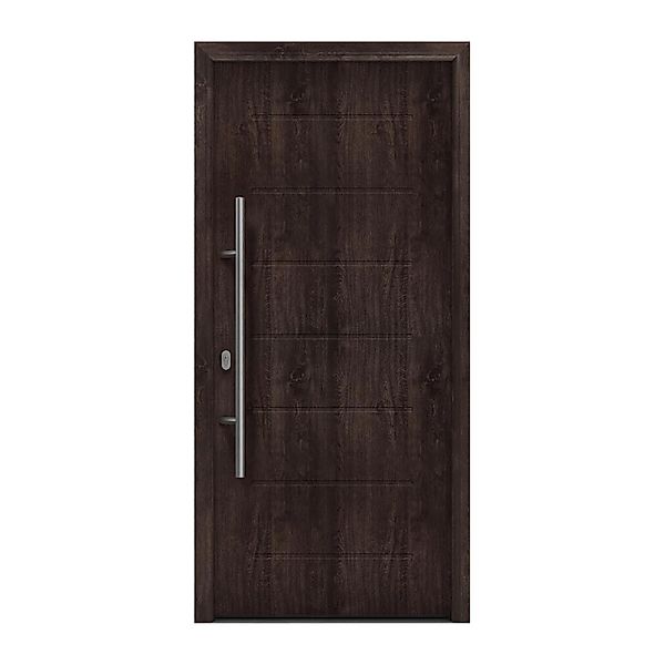 EcoStar Haustür Isopro IP 015 Eiche Dunkel 110 cm x 210 cm DIN L günstig online kaufen