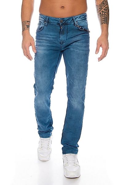 Cipo & Baxx Slim-fit-Jeans Herren Jeans Hose mit ausgfallenem Label Nahtdes günstig online kaufen