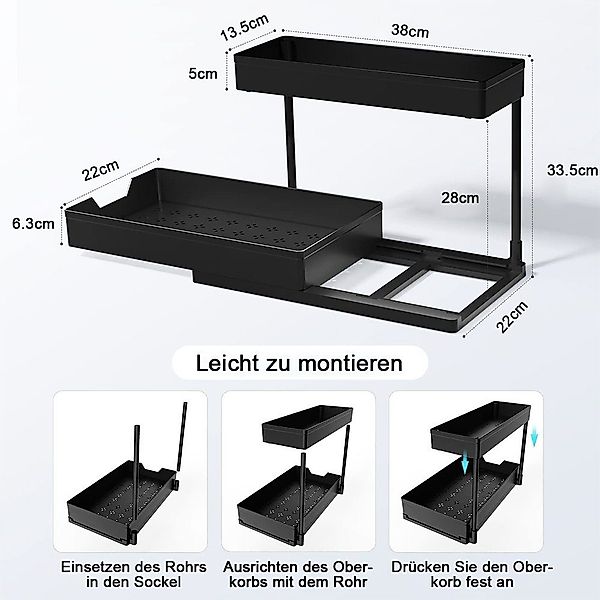 NUODWELL Küchenregal Unter Waschbecken Regal Herausziehbarer günstig online kaufen