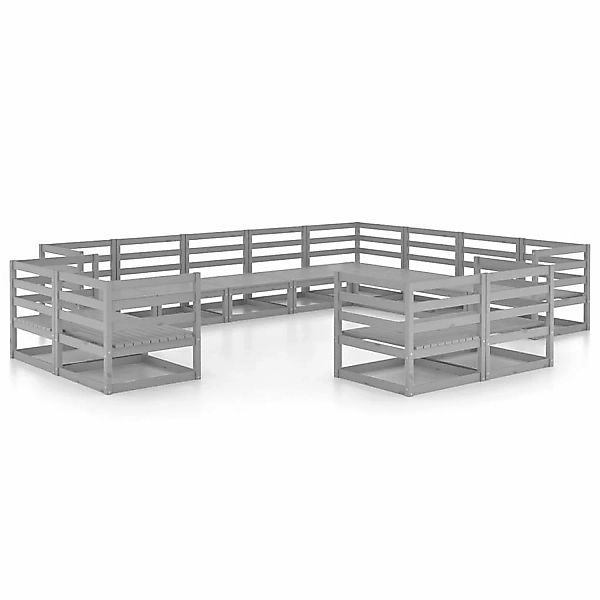 vidaXL 12-tlg Garten-Lounge-Set Grau Kiefer Massivholz Modell 6 günstig online kaufen