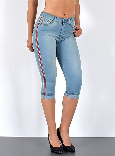 ESRA Caprijeans 3/4 Jeans Hose Capri Jeans mit Seitenstreifen Caprihose Dam günstig online kaufen