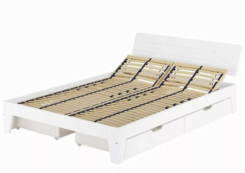 ERST-HOLZ Bett Komfortables Futonbett 160x200 Kiefer massiv weiß mit Staura günstig online kaufen