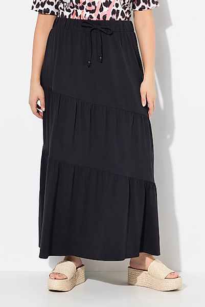 Ulla Popken Midirock Maxi-Jerseyrock Volantstufen A-Linie günstig online kaufen