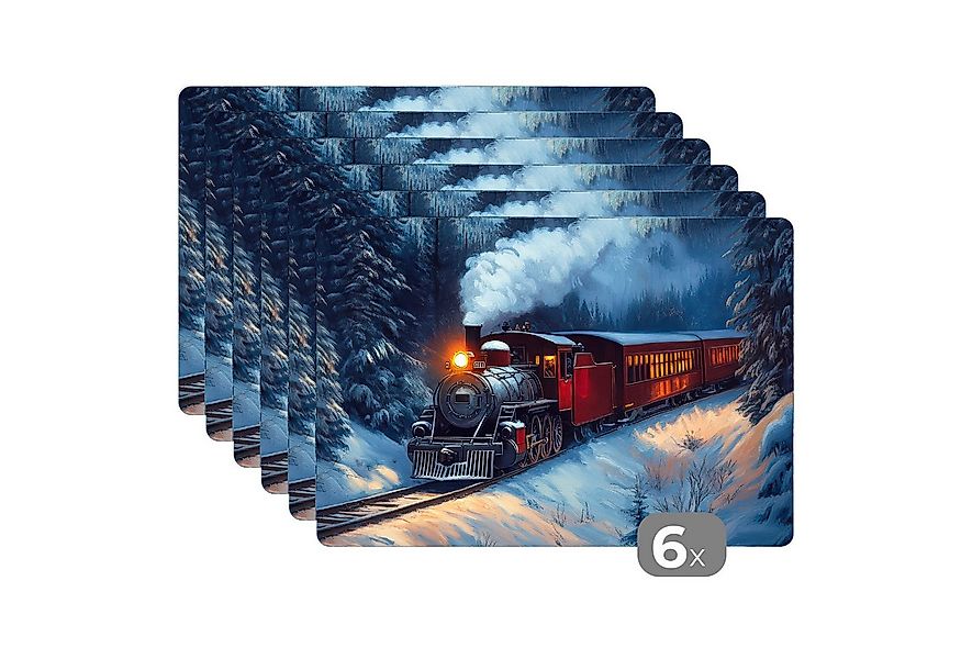 MuchoWow Platzset Zug - Weihnachten - Schnee - Weihnachtszug, (6-St), Platz günstig online kaufen