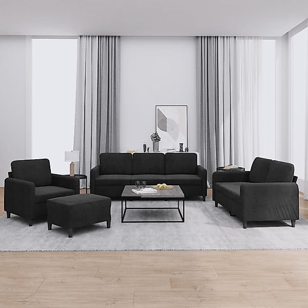 vidaXL Sofa, 4-tlg. Sofagarnitur Schwarz Samt günstig online kaufen