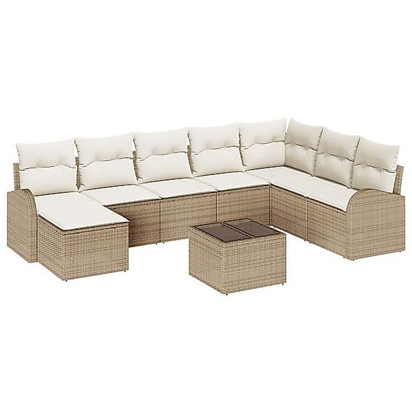 vidaXL Loungesofa Garten Sofa Set Set von 9 Beige Rattan Garten Sofa Set, 9 günstig online kaufen