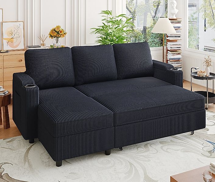 HOMALL Ecksofa Multifunktionaler Stauraum Ausziehbares L-förmiges Schlafsof günstig online kaufen