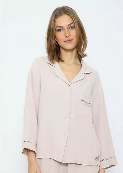 SASSYCLASSY Pyjamaoberteil Lässige Pyjamabluse aus Musselin günstig online kaufen