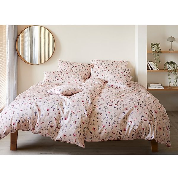 Elegante Interlock Jersey Bettwäsche Sorbet 3614-11 Blume Rose 135x200 günstig online kaufen