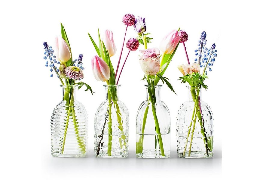 Annastore Dekovase 12 kleine Vasen aus Glas Vintage Blumenvasen Tischvasen günstig online kaufen