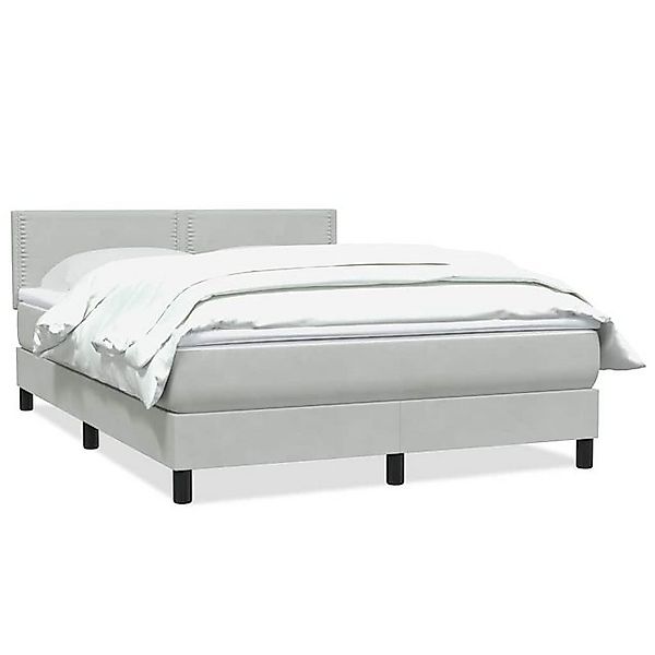 vidaXL Boxspringbett, Boxspringbett mit Matratze Hellgrau 140x210 cm Samt günstig online kaufen