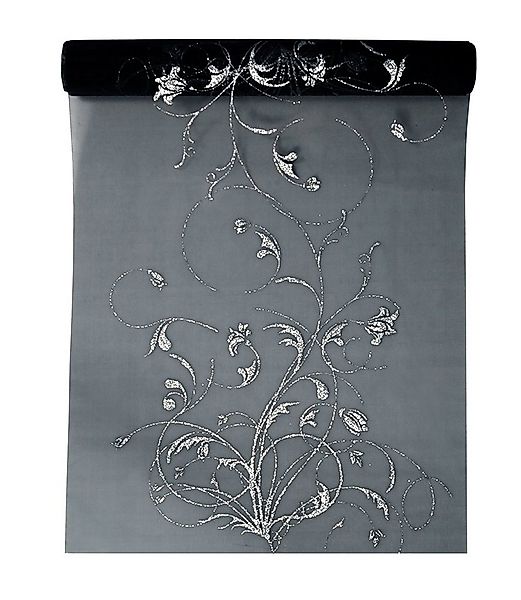 partydeco Tischläufer, Tischläufer Organza Ranken Motiv 36cm x 9m Rolle Sch günstig online kaufen