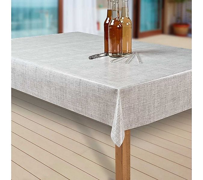 laro Tischdecke Wachstuch-Tischdecken Abwaschbar Leinenoptik. hellgrau rech günstig online kaufen
