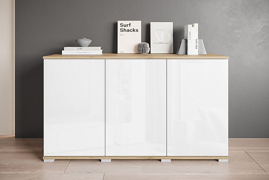 OTTO home Sideboard Kenia, moderne grifflose Kommode mit 3 Türen, Breite 12 günstig online kaufen