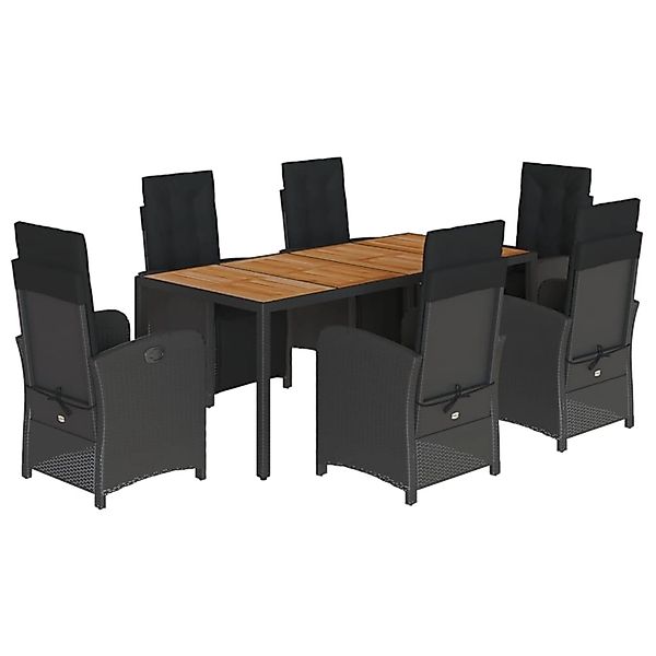 vidaXL 7-Tlg Garten-Essgruppe mit Kissen Schwarz Poly Rattan 3212478 günstig online kaufen